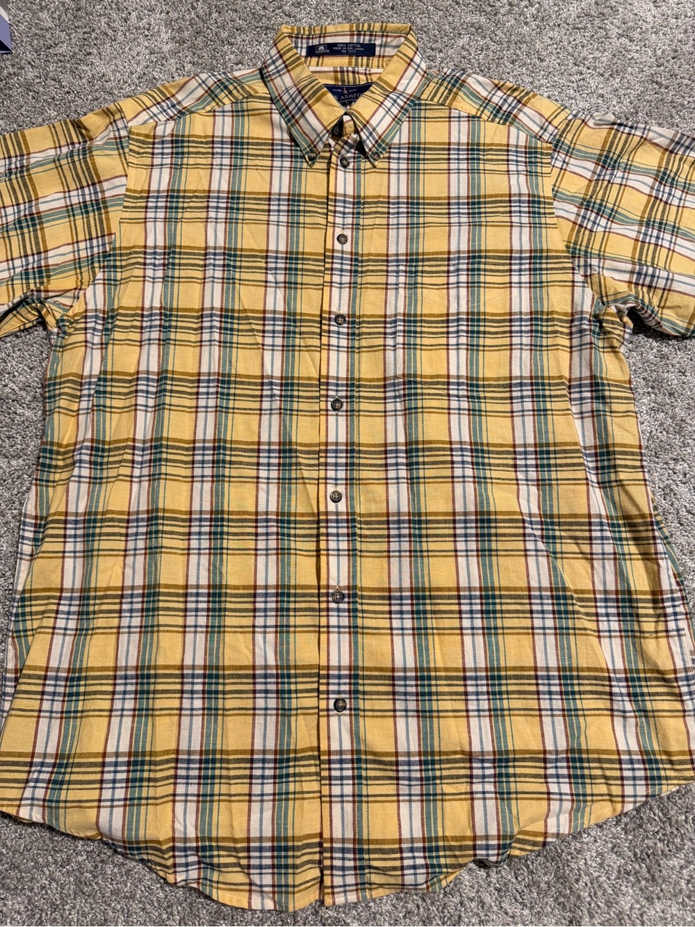 John Ashford Yellow Plaid Short-Sleeve Button-Down Shirt